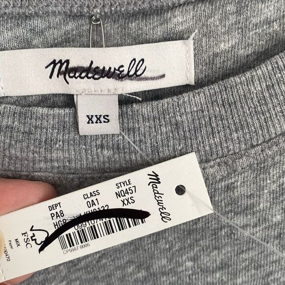 Madewell Premium Standard 01. The Shrunken Tee Heather Gray‎ XXS NWT - Picture 4 of 6